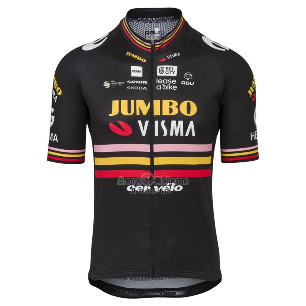 Jumbo Visma Ropa Ciclismo Culotte Corto 2023 Hombre Mangas Cortas AMarillo Negro